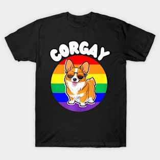 Corgay Corgi Dog Gay Pride Flag LGBT  Pun T-Shirt